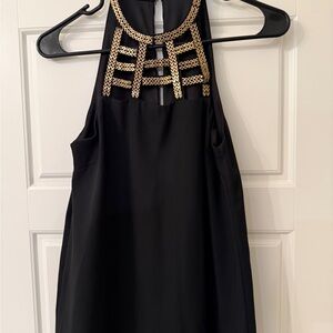 Black Tank Top Gold Metal Details